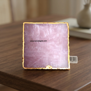 Tetera de Cristal de Cuarzo Rosa Irregular con Adornos Dorados Tallados a Mano con Temática de Mascota - Product Image 2
