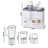 Multifunctionele 4-in-1 elektrische blender, fruitpers, keukenmachine, vleesmolen, smoothiemaker, roestvrij staal, 4 messen