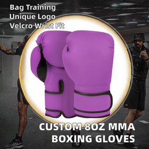 Gants de boxe MMA personnalisés 10OZ avec logo imprimé en PU pour fermeture unisexe, pour entraînement et sparring sur sac de frappe lourd - Product Image 2