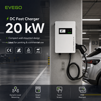 EVEGO Nouvelle borne de recharge rapide murale DC CCS1 pour véhicules électriques 20 kW, station de recharge pour véhicules commerciaux avec écran tactile de 5 pouces, garantie de 2 ans