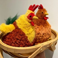 JC Style Cecile Hen Clooney Rooster 23cm Alat Pijat Berbobot dengan Bulu Tekstur Padat Berkualitas Tinggi, Realistis, Super Lembut, Pereda Stres