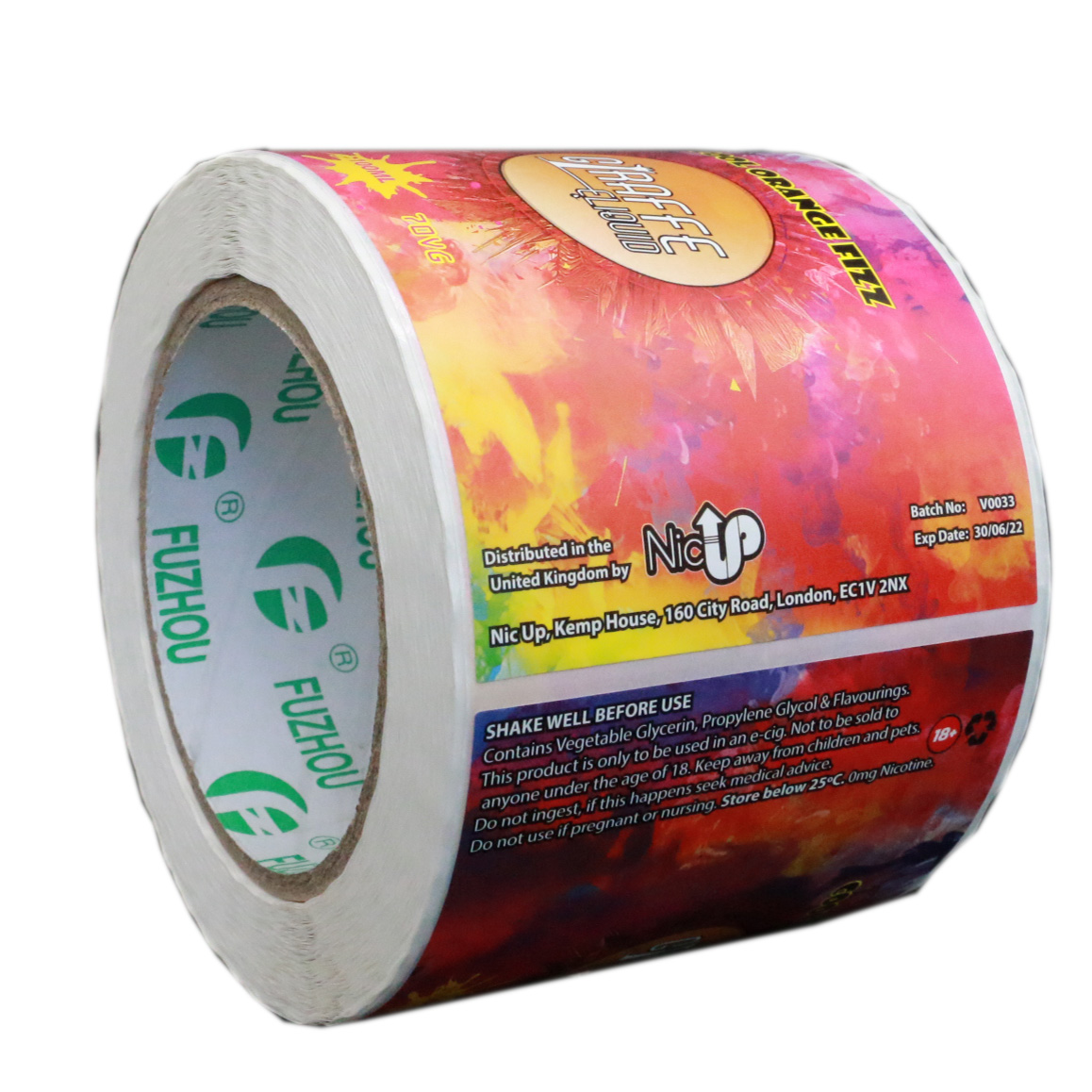 Custom Printed Logo Labels Waterproof Vinyl Sticker on Rolls Oil Proof Feature for Beverage Packaging