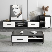 Dernier modèle de vente en gros de meuble TV de salon minimaliste multifonctionnel moderne avec table basse blanche ensemble prix d'usine de luxe
