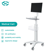 Carrito de Computadora Móvil para Hospital WEIYE, Altura Ajustable, Carrito Portátil para Laptop Médica, Estación de Trabajo para Enfermeras
