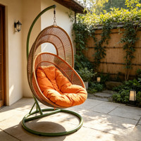 Fauteuil suspendu moderne en rotin tressé pour jardin, patio, véranda, balcon, en forme d'œuf