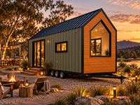 Rumah Mungil Siap Huni di Atas Roda Buatan Pabrik untuk Proyek Australia, Rumah Prefabrikasi Mobile dengan Dapur, Kamar Mandi, Kamar Tidur, Tata Letak Kustom, OEM