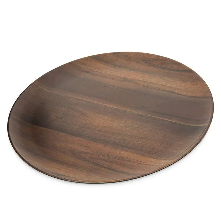 Acacia Grain 18 inch Dark woodgrain large round wood serving tray 18