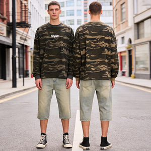 Chemises à manches longues pour hommes imprimées camouflage vintage de haute qualité, t-shirts pour hommes en coton 100% de qualité supérieure, design de créateur - Product Image 2