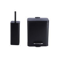 Poubelle Ménage Compact 5L Poubelle à Pédale Métal Rectangle Poubelle Brosse de Toilette et Poubelle avec Couvercle Souple