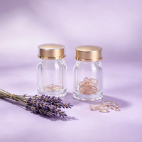 Flacons en verre transparent avec bouchon à vis doré, contenants vides pour capsules et pilules de vitamines, pour l'emballage de produits de santé