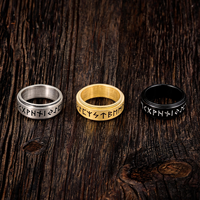 Bague Fidget Spinner JLM Premium en Acier Titane Gravée Runes Viking pour Hommes et Femmes, Bijou Anti-Stress et Anxiété, Style Nordique