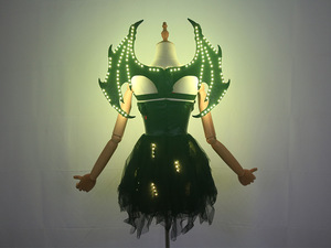 Vestido con alas de diablo iluminadas con LED, disfraz de demonio brillante para cosplay, Halloween, actuaciones en escenario - Product Image 4