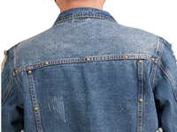Veste en jean en coton pour homme, style usé, vente en gros