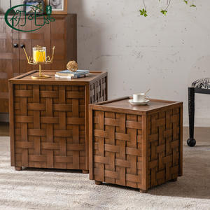 The Seventh Day Woven Coffee <b>Table</b> Wood Nesting <b>Small</b> Apartment <b>Sofa</b> Side <b>Table</b> - Product Image 1