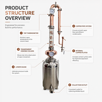Distillateur d'alcool continu Teve 50L de qualité industrielle pour alcool de qualité alimentaire, équipement de distillation domestique