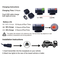 Feu arrière carré magnétique sans fil à LED pour remorque 10-30VDC Feu de plaque d'immatriculation de frein de stationnement ECE/R10 pour remorque/camion/Van/Marine