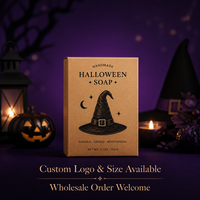 Boîte à savon d'Halloween personnalisée, boîte à tiroir en kraft avec impression de chapeau de sorcière, boîte d'emballage de savon artisanal en gros, boîte en papier écologique OEM