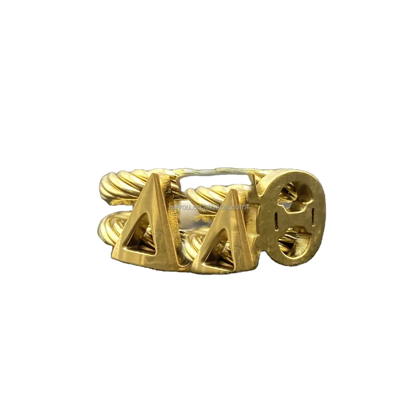 Cincin emas alfabet perkumpulan wanita Yunani baru perhiasan simbol pesta yang dipersonalisasi tahan pudar modis baja tahan karat halus