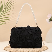 Pochette de soirée 3D en forme de rose avec chaîne de perles, sac à bandoulière pour femme, idéal pour mariage et fête