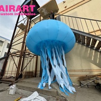 Événements de taille personnalisée décoration gonflable suspendu modèle de pieuvre bleu, ballon gonflable de méduse de pieuvre bleue