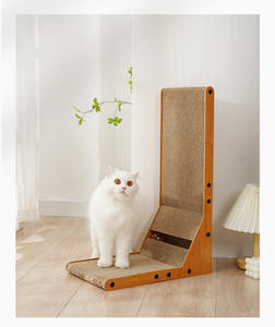 Luxuriöses Holz-L-förmiges Großes Katzen-Kratzbrett Vertikal Wandmontiertes Klappbares Spielzeug Nicht-Haarende Moderne Karton-Klassische Katzenklo-Box - Product Image 2