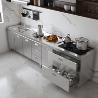 Armoire de cuisine modulaire en acier inoxydable SUS304, personnalisable, moderne, avec comptoir, pour la maison et les restaurants