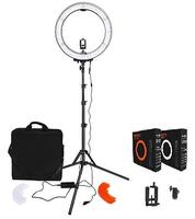 Lampu Ring FOSOTO RL-18B 55W 5500K Dimmable Terbaru untuk Tik Tok dengan Stand & Slot Baterai untuk Kamera Foto Video Ponsel