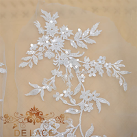 DELACE JB Simple Élégant Feuille Perlé Paillettes Patch Broderie Dentelle Applique Robe De Mariée DIY Fleur Paires