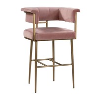 Tabouret de Bar en laiton doré et velours, meubles de cuisine, Style Antique et Unique, tapisserie