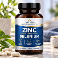 Capsules de zinc et sélénium OEM ODM, marque privée, cGMP, végétaliennes, sans OGM, complément alimentaire minéral quotidien, 90 unités
