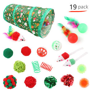 Nouvel ensemble de jouets pour animaux de compagnie de la série de Noël transfrontalière : Jouet pour chat à roulement en forme de dragon, en plumes et bois, design Xiaotong - Product Image 5