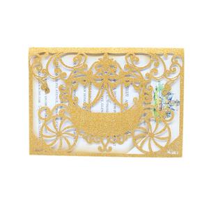 Invitations de Quinceañera découpées au laser avec paillettes, thème carrosse de Cendrillon, pour un 16e anniversaire - Product Image 1