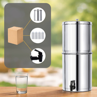 Seau purificateur d'eau en acier inoxydable 304 de 8,5 L à alimentation par gravité avec filtre à membrane UF à fibres creuses pour camping-car et camping en extérieur