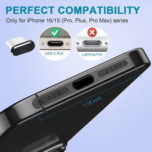 Bouchons anti-poussière pour ports iPhone 15, 16, 17 – Kit de nettoyage de téléphone en métal avec brosses et cotons-tiges - Product Image 2