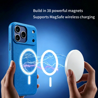 Étui de téléphone en cuir de vache véritable bleu rétro de qualité supérieure, fait main, pour iPhone 17 Pro Max 15 Pro Max