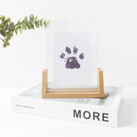 Cadre photo en bois massif en forme de U avec surface peinte et impression UV pour empreintes de mains, de pieds et de pattes d'animaux – Présentoir souvenir