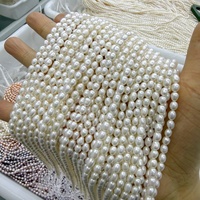 Chaîne de perles de riz cultivées de qualité AAA blanches de 5-6 mm, haute brillance, perles d'eau douce en vrac, vente en gros, conception de bijoux HB HB321