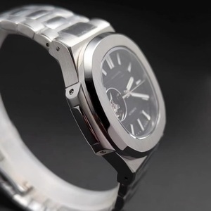 Montre automatique pour homme 41 mm, acier inoxydable argenté, cadran squelette noir, verre saphir, compatible avec le mouvement NH38, MOQ 1 - Product Image 2