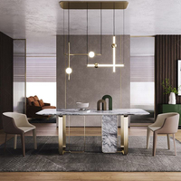 Table à manger moderne en acier inoxydable avec plateau en marbre, chaise de salle à manger réglable en métal, mobilier pour la maison, appartements, hôpitaux
