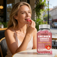 Complément de beauté végétalien : Gommes au collagène, biotine et kératine avec multivitamines pour la santé de la peau et la croissance des cheveux, saveur fraise, anti-âge