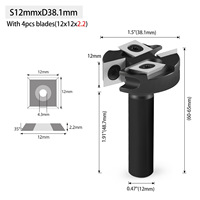 Fresa de carburo sólido de 4 filos con vástago en T, S8.0x38.1mm, longitud efectiva de 12-14mm para corte y fresado de paneles