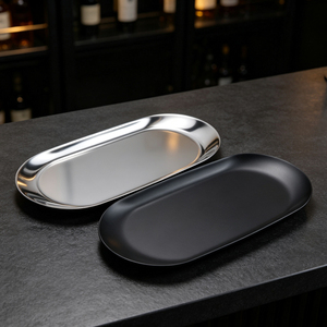 Custom Metal Oval <b>Tray</b> 7 inch Small Shallow Oval Metal <b>Stainless</b> <b>Steel</b> Storage <b>Tray</b>,18x8.5cm Service <b>Trays</b> - Product Image 4