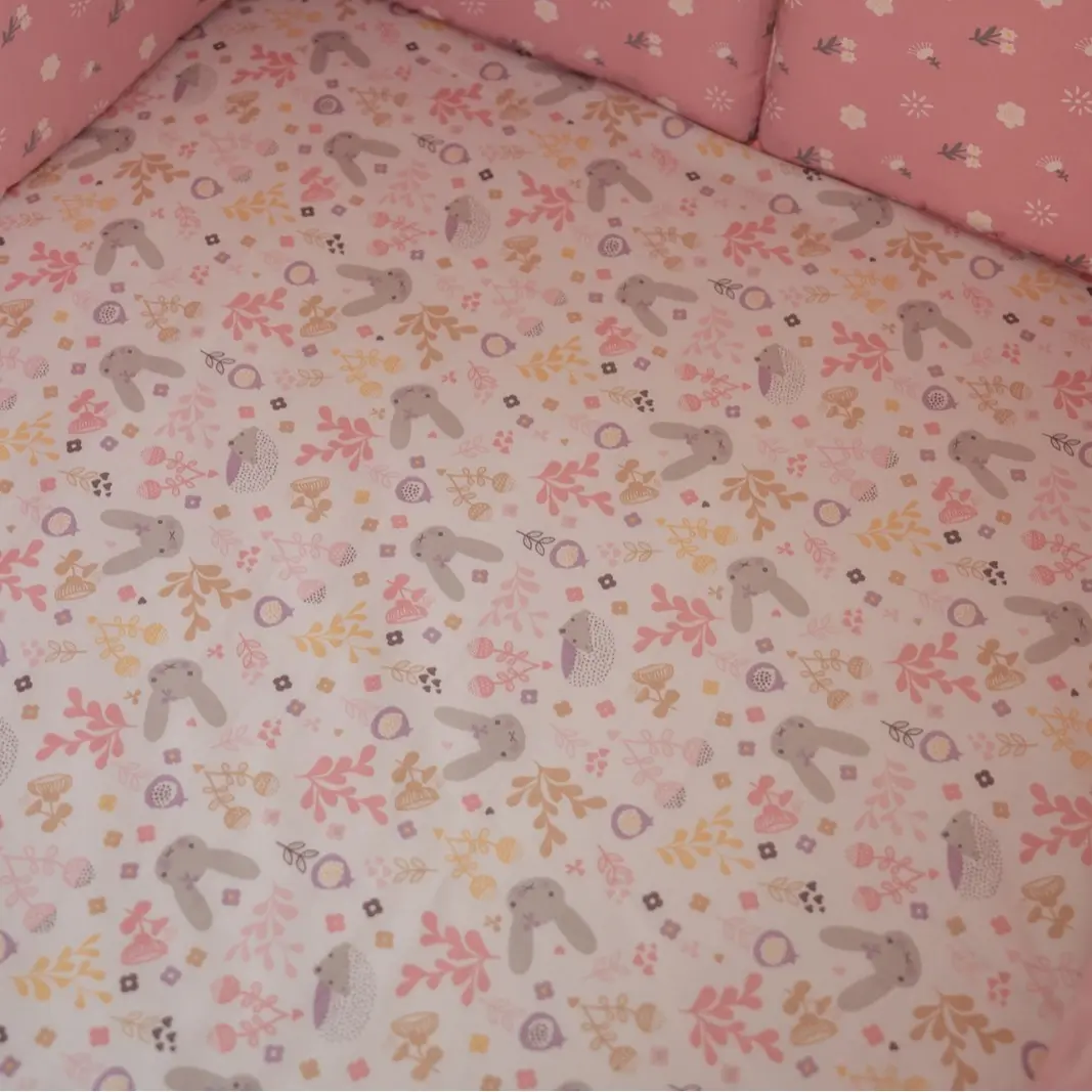 Baby fitted sheets, newborn bedding, children's bedspread, pure cotton toddler sheets, pink bunny