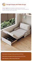 Canapé-lit minimaliste TCX en tissu, une place, dossier capitonné, sans accoudoirs, pieds en bois, meuble de salon avec rangement et rembourrage en mousse