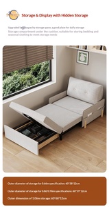 TCX Minimalist Fabric <b>Sofa</b> Bed One Seat Tufted Back Armless Wood <b>Legs</b> Living Room Furniture with Storage and Foam Filling - Product Image 4