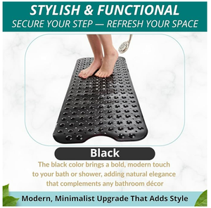 Tapis de bain 40x16 pouces extra long antidérapant pour <span class=keywords><strong>baignoire</strong></span> et <span class=keywords><strong>douche</strong></span> avec ventouses - Noir - Product Image 5