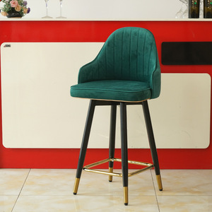 Accoudoir en cuir nordique moderne en velours, accoudoir ouvert en métal, tabouret haut, <span class=keywords><strong>chaise</strong></span> <span class=keywords><strong>de</strong></span> <span class=keywords><strong>Bar</strong></span> pour cuisine - Product Image 5