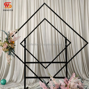 LEDA Modern Detachable Rhombic Metal Backdrop Black Iron <b>Frame</b> for <b>Wedding</b> & Birthday Parties-New Arrival - Product Image 4