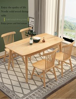 Ensemble de salle à manger en bois massif personnalisé, style moderne minimaliste, table 5 pièces avec chaises en cuir pour la famille, la maison, le restaurant, l'hôtel