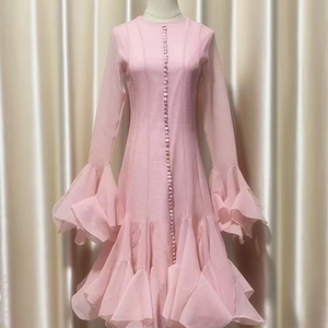 LS2526 Kimshein <span class=keywords><strong>Abiti</strong></span> Primaverili da Donna, Maniche Lunghe, <span class=keywords><strong>Eleganti</strong></span> Vestiti da Cocktail Unici, Abito <span class=keywords><strong>Midi</strong></span> Raffinato - Product Image 1